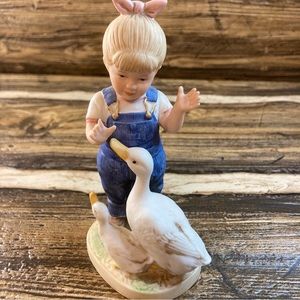 Homco Denim Days 1985 little girl with ducks figurine